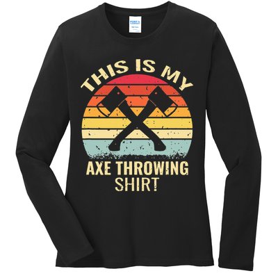 Axe Throwing Throw Retro Axe Throwing Hatchet Ladies Long Sleeve Shirt