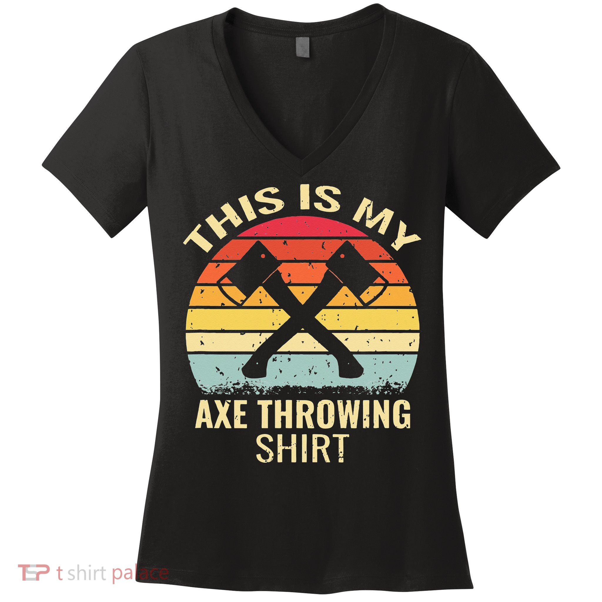 Axe Throwing Throw Retro Axe Throwing Hatchet Women's V-Neck T-Shirt