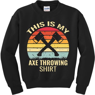 Axe Throwing Throw Retro Axe Throwing Hatchet Kids Sweatshirt