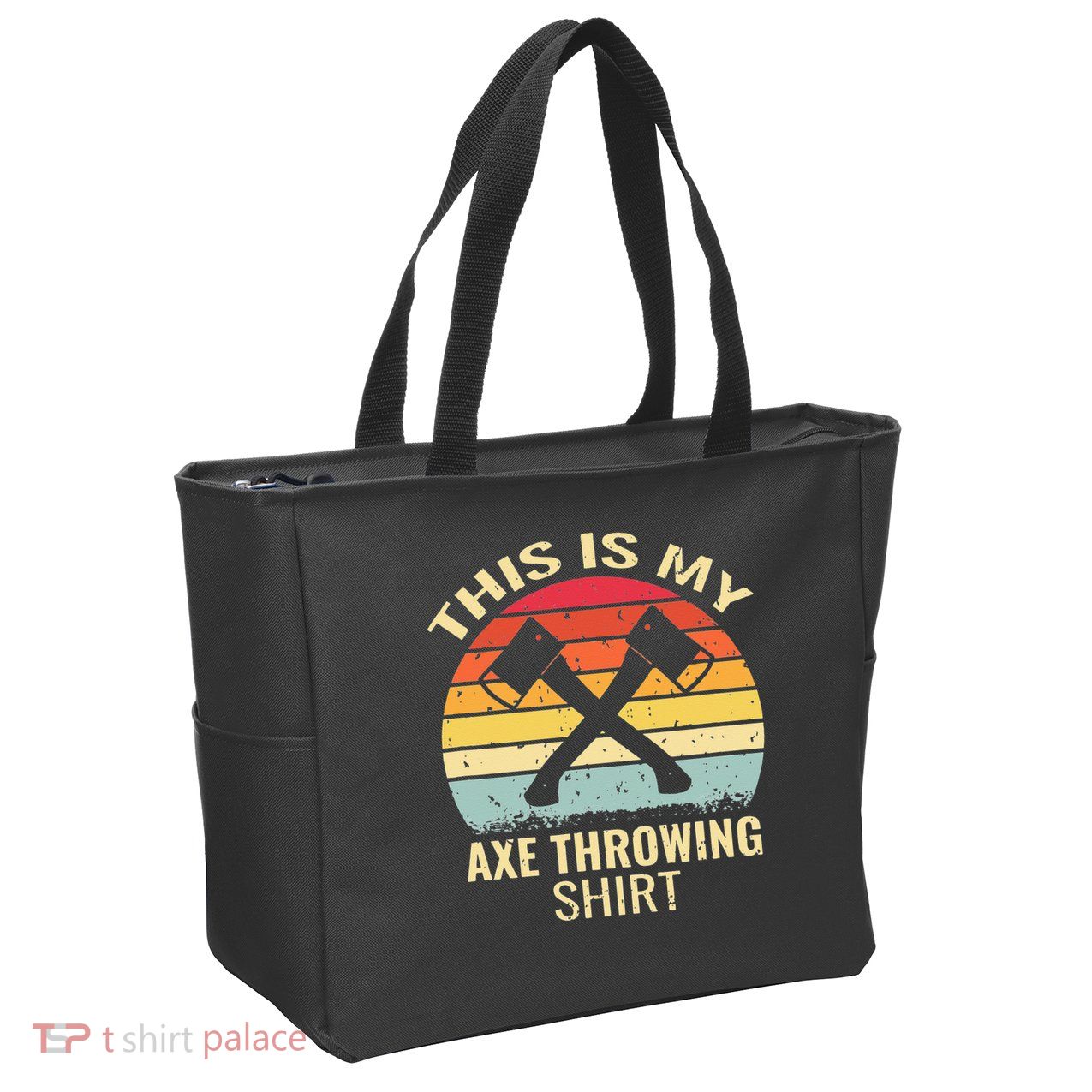 Axe Throwing Throw Retro Axe Throwing Hatchet Zip Tote Bag