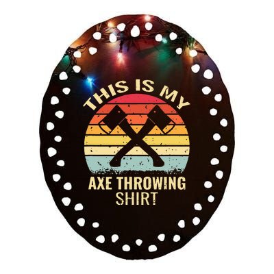 Axe Throwing Throw Retro Axe Throwing Hatchet Ceramic Oval Ornament