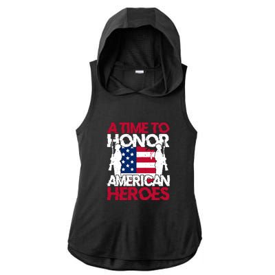 A Time To Honor Americas Heroes Memorial Day Gift Ladies PosiCharge Tri-Blend Wicking Draft Hoodie Tank