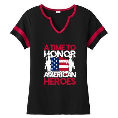 A Time To Honor Americas Heroes Memorial Day Gift Ladies Halftime Notch Neck Tee