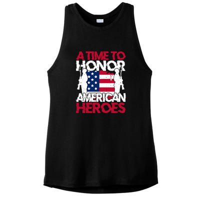 A Time To Honor Americas Heroes Memorial Day Gift Ladies PosiCharge Tri-Blend Wicking Tank