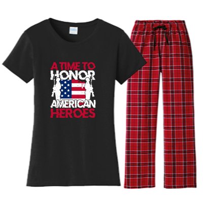 A Time To Honor Americas Heroes Memorial Day Gift Women's Flannel Pajama Set