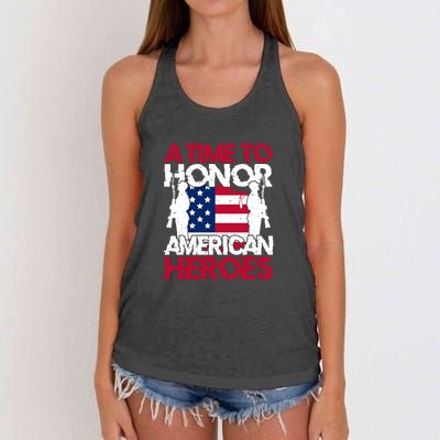 A Time To Honor Americas Heroes Memorial Day Gift Women's Knotted Racerback Tank