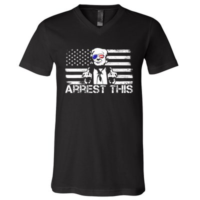 Arrest This Trump Fingers Pro Trump 2024 Trump Arrest This V-Neck T-Shirt