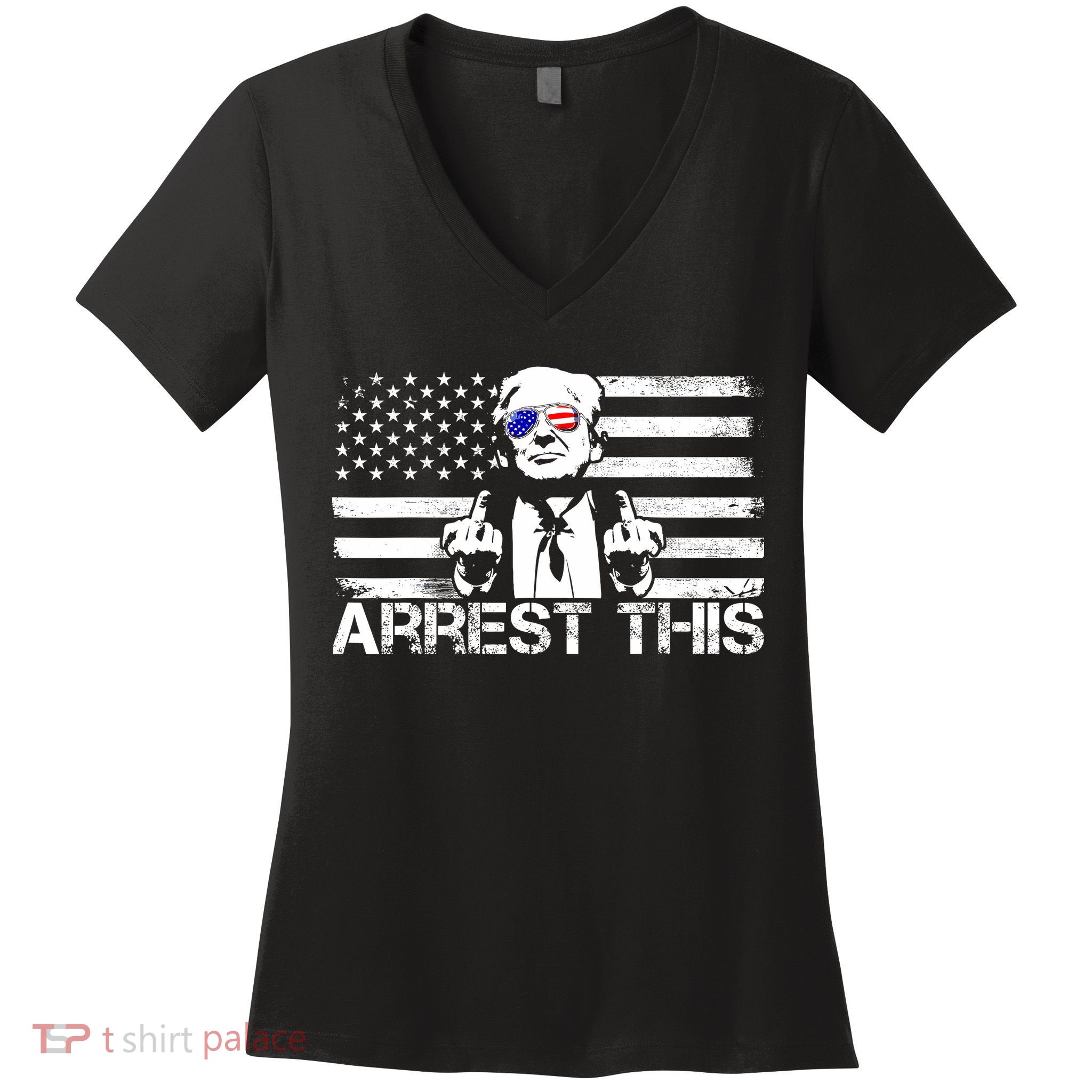 Arrest This Trump Fingers Pro Trump 2024 Trump Arrest This Women's V-Neck T-Shirt