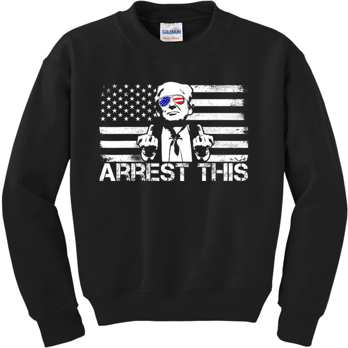 Arrest This Trump Fingers Pro Trump 2024 Trump Arrest This Kids Sweatshirt