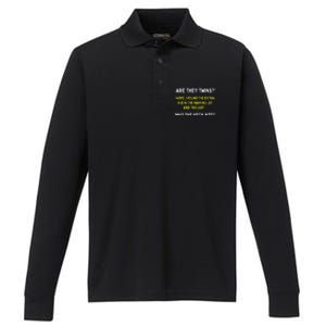 Are They Twins Hilarious Daddy Joke Fathers Day Performance Long Sleeve Polo