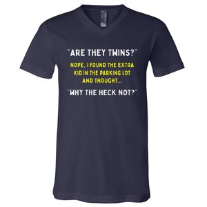 Are They Twins Hilarious Daddy Joke Fathers Day V-Neck T-Shirt