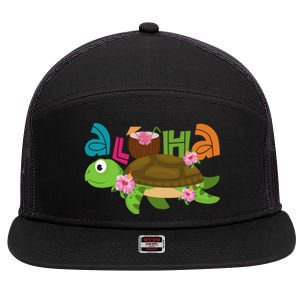 Aloha Tropical Turtle Vacation 7 Panel Mesh Trucker Snapback Hat