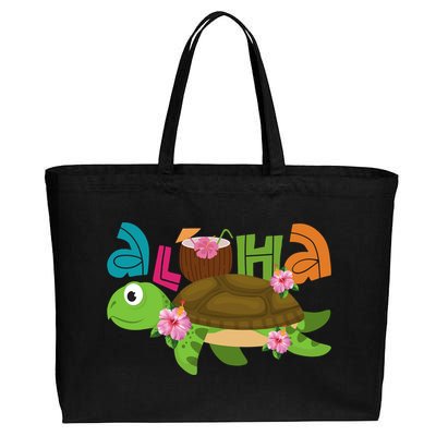 Aloha Tropical Turtle Vacation Cotton Canvas Jumbo Tote