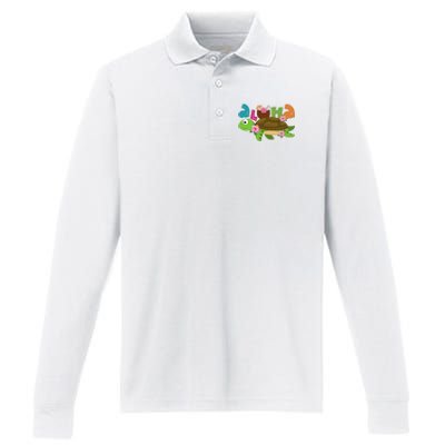 Aloha Tropical Turtle Vacation Performance Long Sleeve Polo