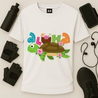 Aloha Tropical Turtle Vacation Cooling Performance Crew T-Shirt