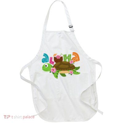 Aloha Tropical Turtle Vacation Full-Length Apron With Pockets