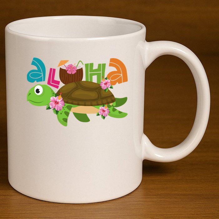 Aloha Tropical Turtle Vacation 11oz C Handle Ceramic Mug