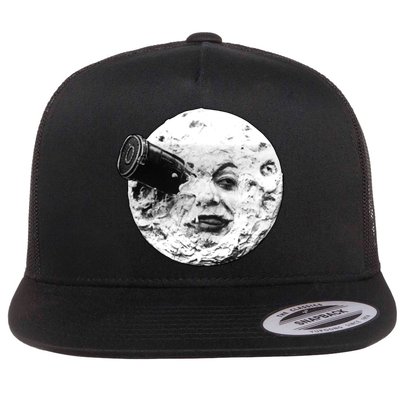 A Trip To The Moon (Le Voyage Dans La Lune) Face Only Flat Bill Trucker Hat