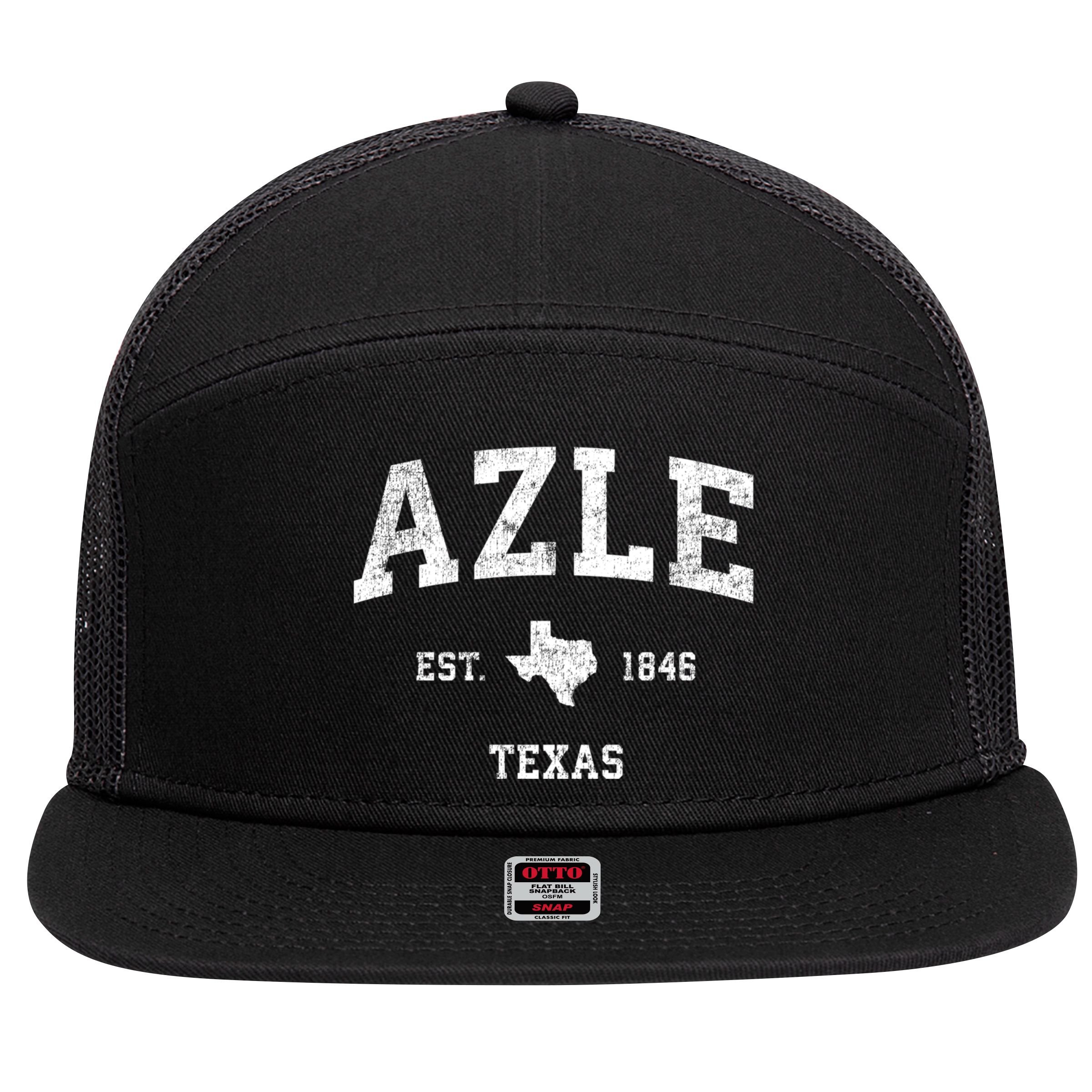 Azle Texas Tx Vintage Athletic Sports 7 Panel Mesh Trucker Snapback Hat