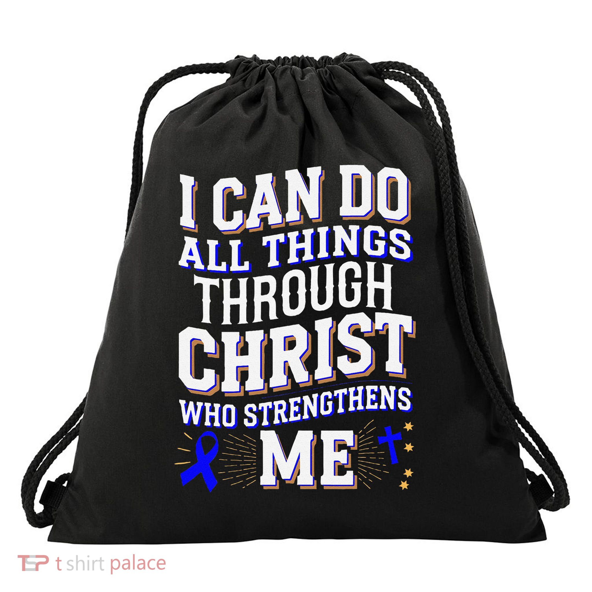 All Things Through Christ Juvenile Arthritis Awareness Drawstring Bag