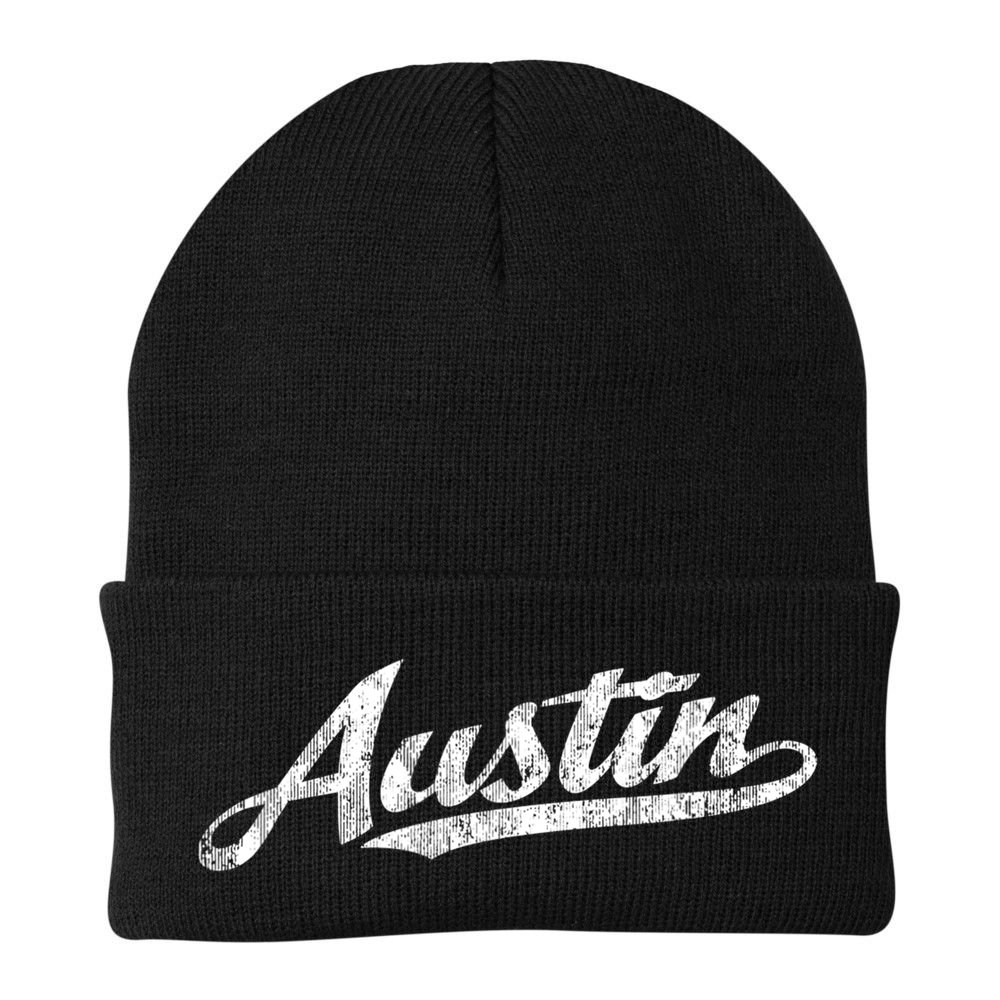 Austin Texas Tx Cute Gift Vintage Sports Script Retro Gift Tee Beanie