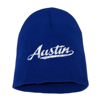 Austin Texas Tx Cute Gift Vintage Sports Script Retro Gift Tee Short Acrylic Beanie