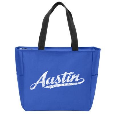 Austin Texas Tx Cute Gift Vintage Sports Script Retro Gift Tee Zip Tote Bag