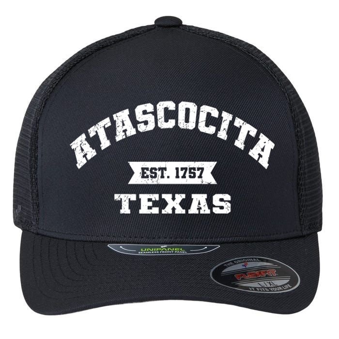 Atascocita Texas Tx Vintage Athletic Sports Established Flexfit Unipanel Trucker Cap