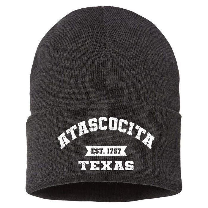 Atascocita Texas Tx Vintage Athletic Sports Established Sustainable Knit Beanie