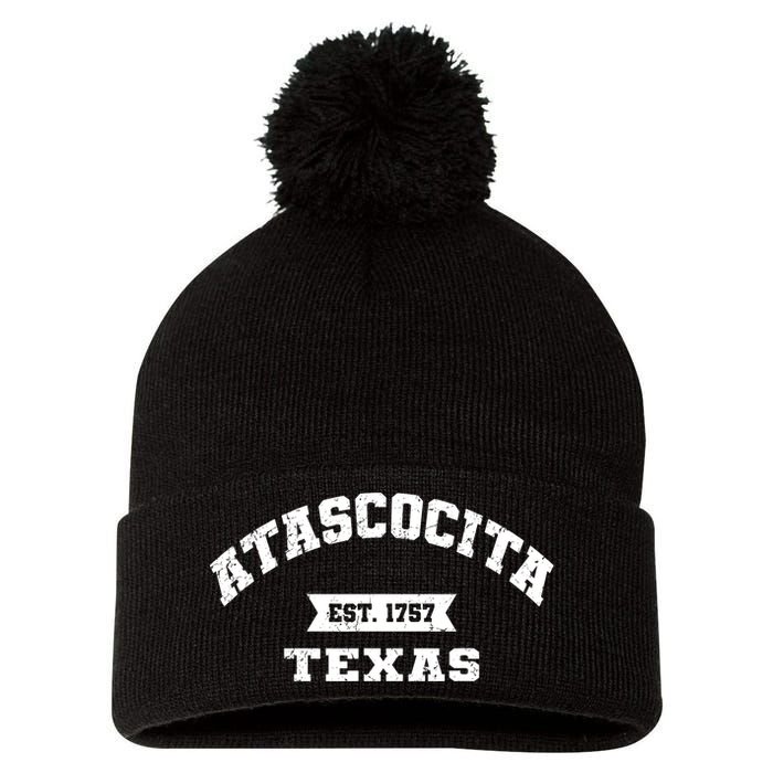 Atascocita Texas Tx Vintage Athletic Sports Established Pom Pom 12in Knit Beanie