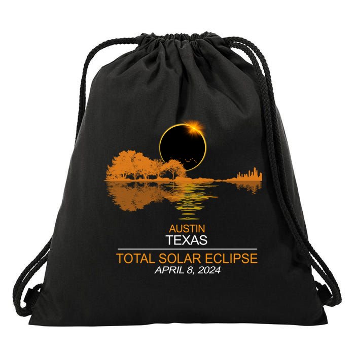 Austin Texas Total Eclipse 2024 Drawstring Bag