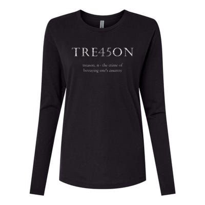 Anti Trump Treason TRE45ON Distressed Impeach Womens Cotton Relaxed Long Sleeve T-Shirt