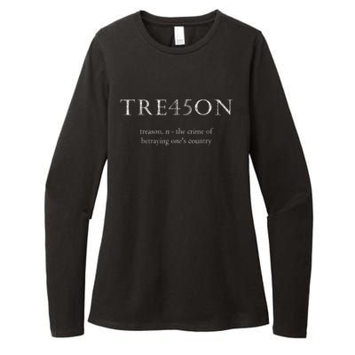 Anti Trump Treason TRE45ON Distressed Impeach Womens CVC Long Sleeve Shirt