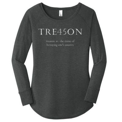 Anti Trump Treason TRE45ON Distressed Impeach Women's Perfect Tri Tunic Long Sleeve Shirt