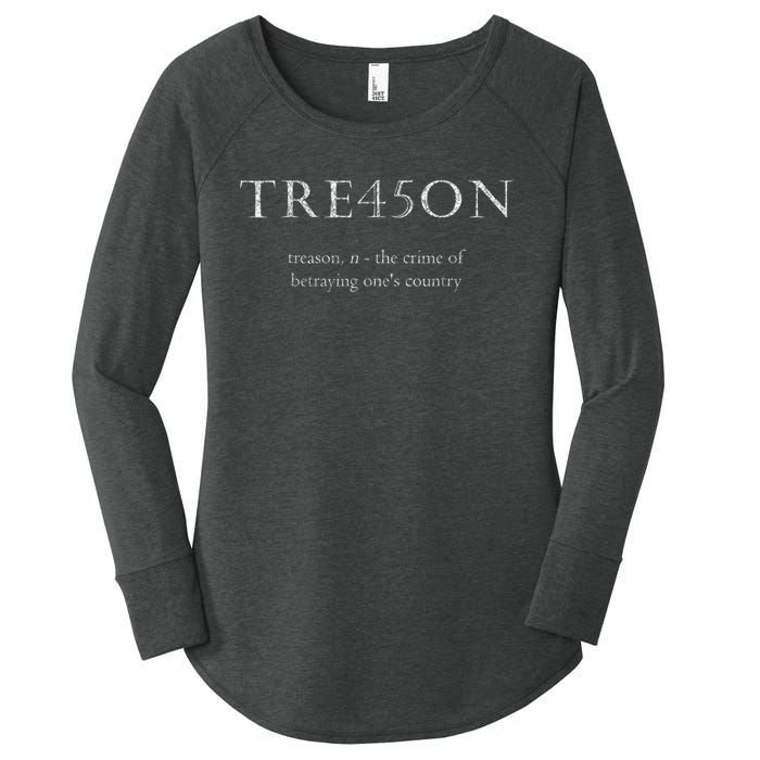 Anti Trump Treason TRE45ON Distressed Impeach Women's Perfect Tri Tunic Long Sleeve Shirt