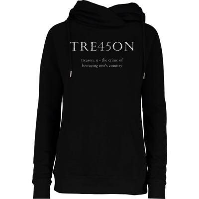 Anti Trump Treason TRE45ON Distressed Impeach Womens Funnel Neck Pullover Hood