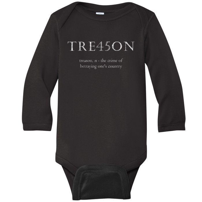 Anti Trump Treason TRE45ON Distressed Impeach Baby Long Sleeve Bodysuit