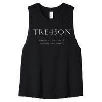 Anti Trump Treason TRE45ON Distressed Impeach Women's Racerback Cropped Tank