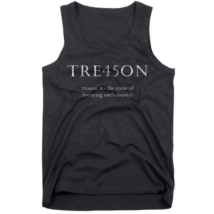 Anti Trump Treason TRE45ON Distressed Impeach Tank Top