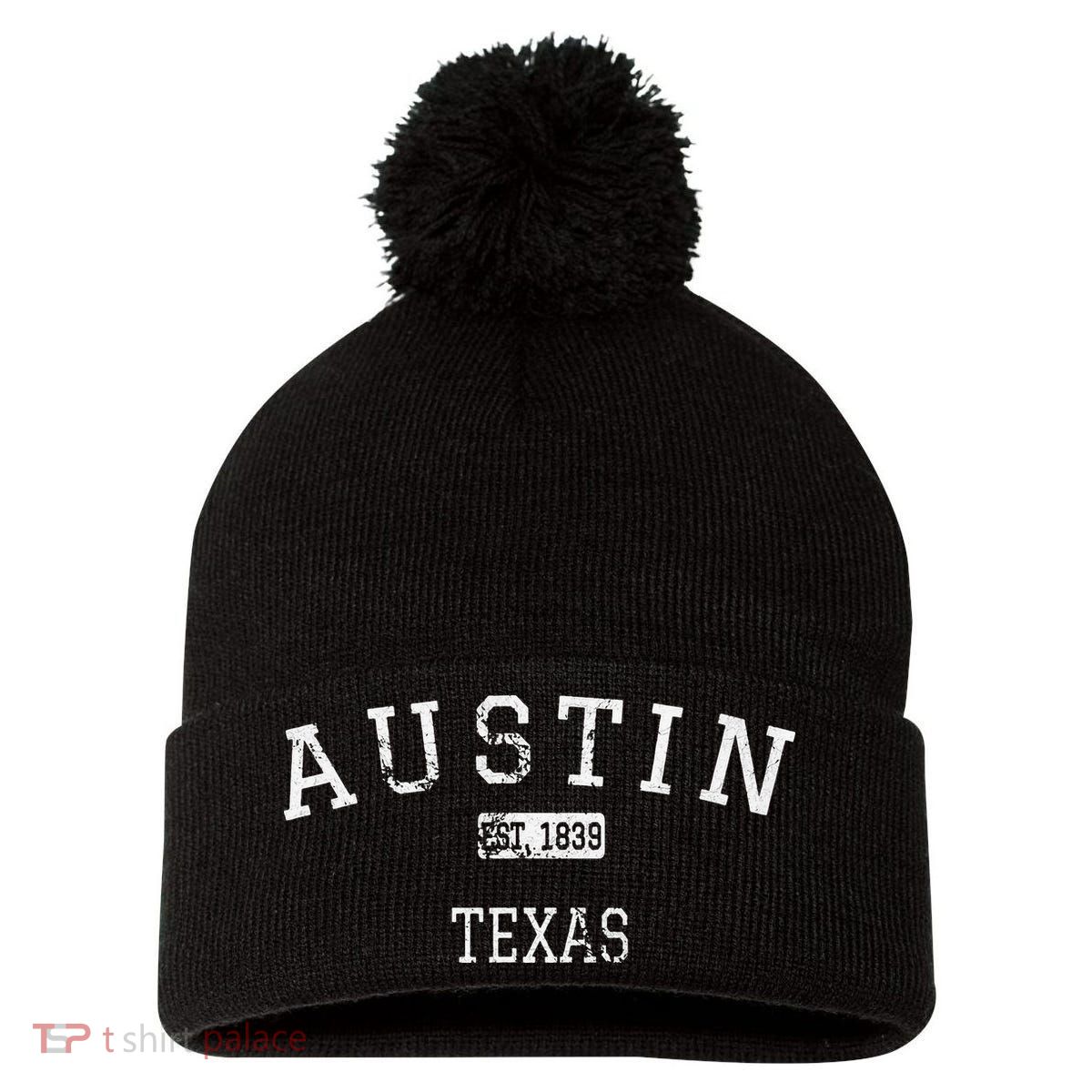 Austin Texas TX Vintage Pom Pom 12in Knit Beanie