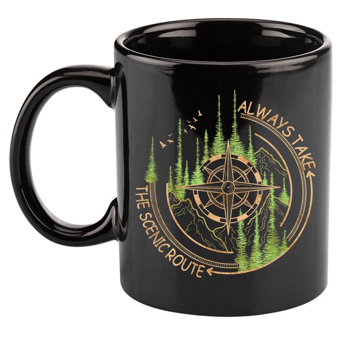 Always Take The Scenic Route Camping Travel Adventure 11oz C Handle Ceramic Mug