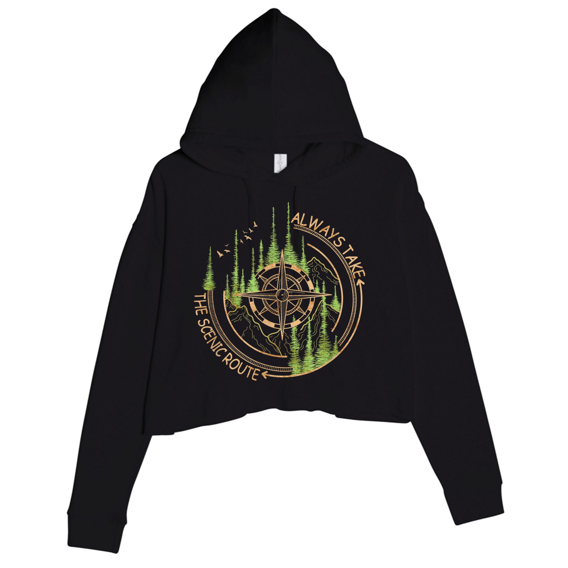 Always Take The Scenic Route Camping Travel Adventure Crop Fleece Hoodie