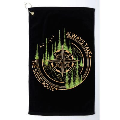 Always Take The Scenic Route Camping Travel Adventure Golf Towel