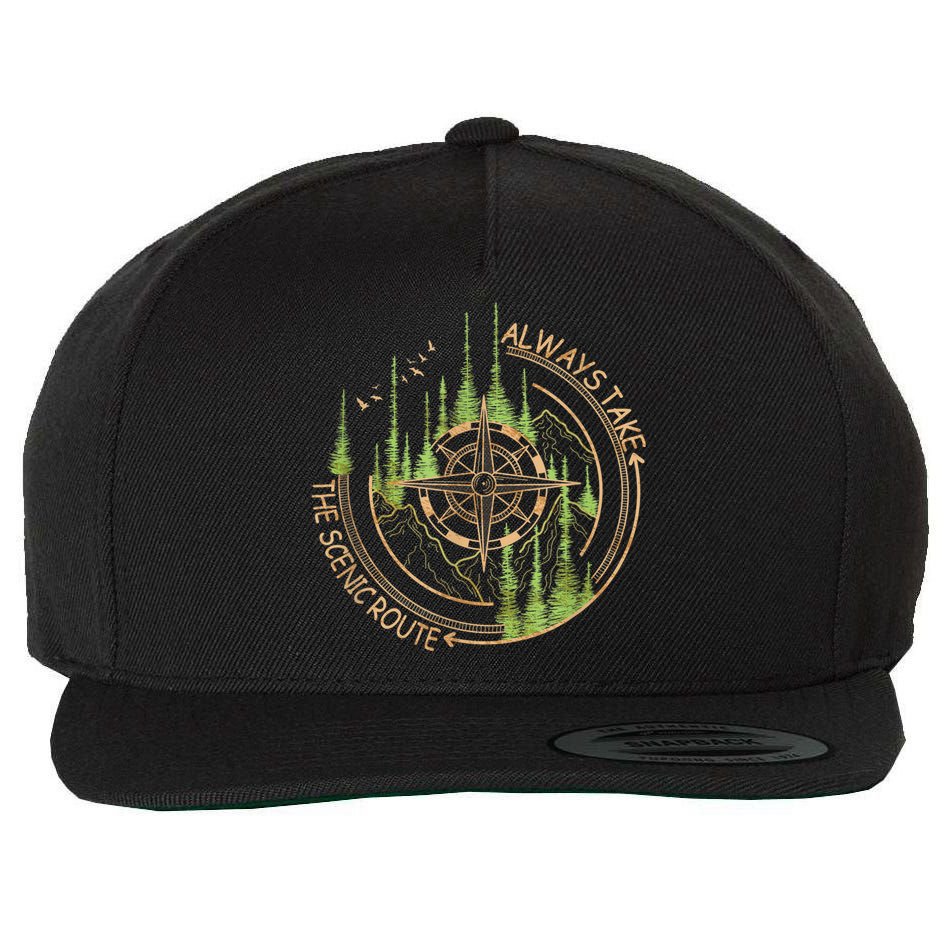 Always Take The Scenic Route Camping Travel Adventure Wool Snapback Cap
