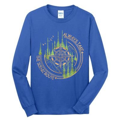 Always Take The Scenic Route Camping Travel Adventure Tall Long Sleeve T-Shirt