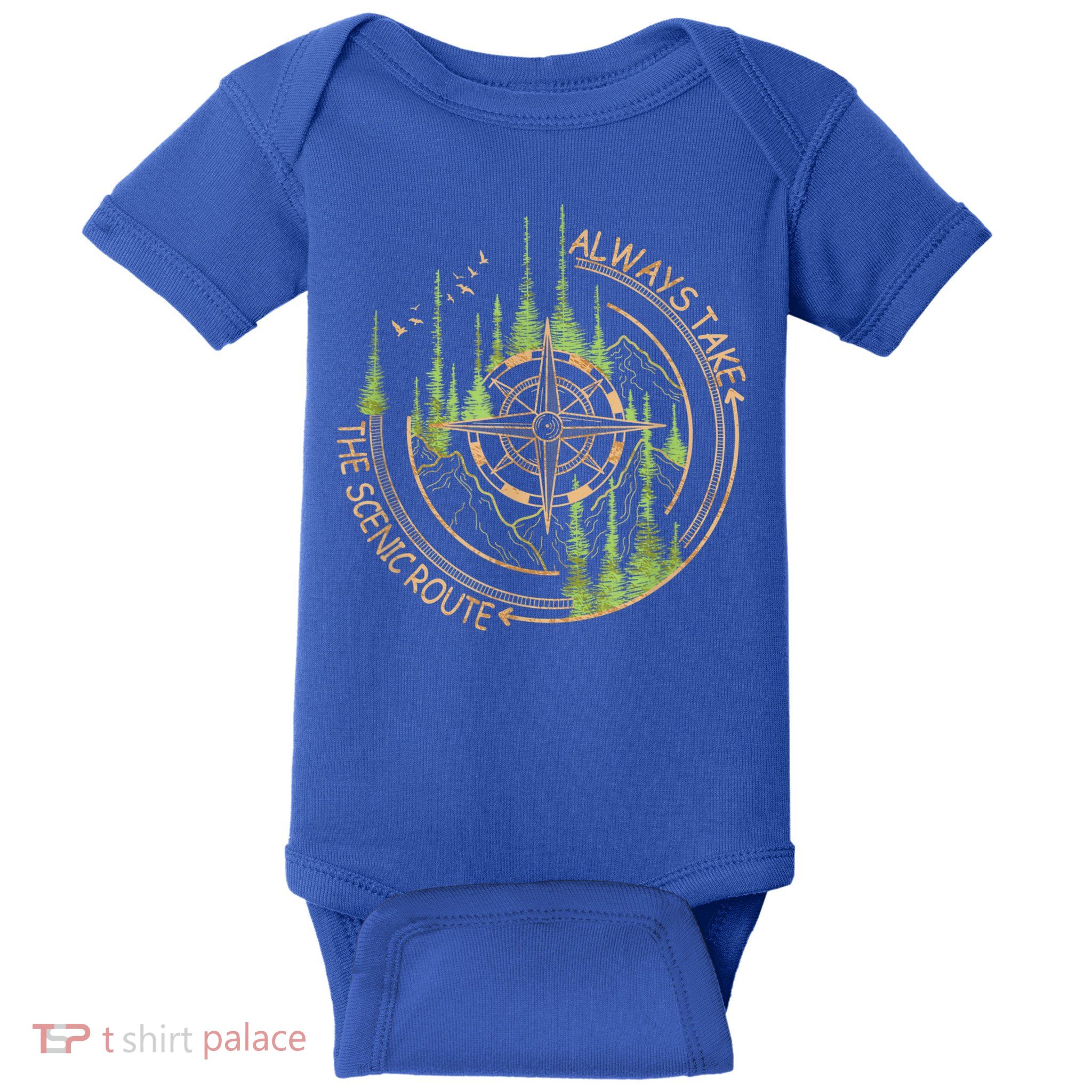 Always Take The Scenic Route Camping Travel Adventure Baby Bodysuit