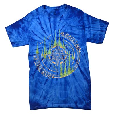 Always Take The Scenic Route Camping Travel Adventure Tie-Dye T-Shirt