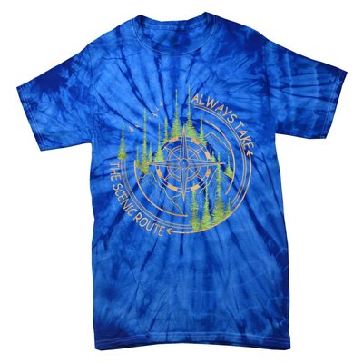 Always Take The Scenic Route Camping Travel Adventure Tie-Dye T-Shirt