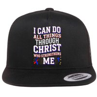 All Things Through Christ Congenital Heart Defect Awareness Flat Bill Trucker Hat