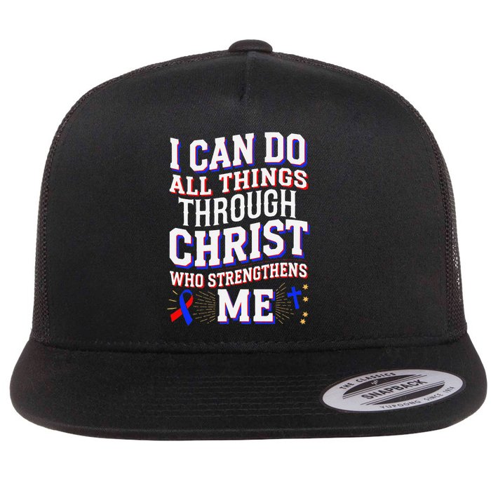 All Things Through Christ Congenital Heart Defect Awareness Flat Bill Trucker Hat